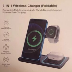 3 in 1 Wireless Charger - ( Foldable )